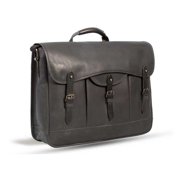 UBERBAG GOBI GRAPHITE GREY/ BLACK LEATHER MESSENGER BAG