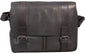 UBERBAG GREY BLACK LEATHER MILITARY MESSENGER / MAN BAG
