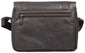 UBERBAG GREY BLACK LEATHER MILITARY MESSENGER / MAN BAG