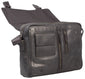 UBERBAG GREY BLACK LEATHER MILITARY MESSENGER / MAN BAG