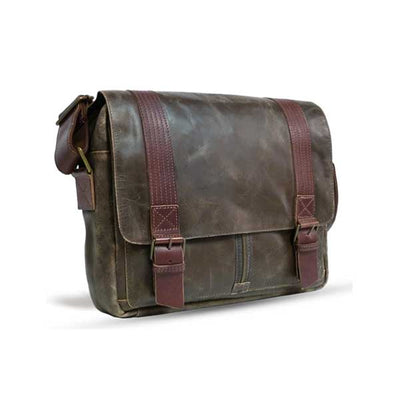 UBERBAG DARK BROWN LEATHER MILITARY MESSENGER / MAN BAG