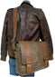 UBERBAG OLIVE BROWN/ TAN LEATHER MILITARY MESSENGER / MAN BAG