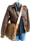 UBERBAG OLIVE BROWN/ TAN LEATHER MILITARY MESSENGER / MAN BAG