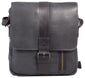 UBERBAG GREY BLACK LEATHER MILITARY SMALL N/S MESSENGER / MAN BAG