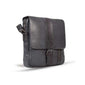 UBERBAG GREY BLACK LEATHER MILITARY SMALL N/S MESSENGER / MAN BAG