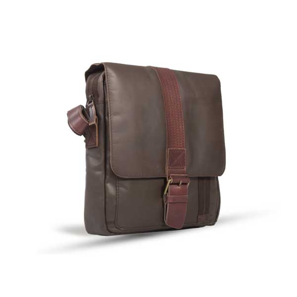 UBERBAG DARK BROWN LEATHER MILITARY SMALL N/S MESSENGER / MAN BAG