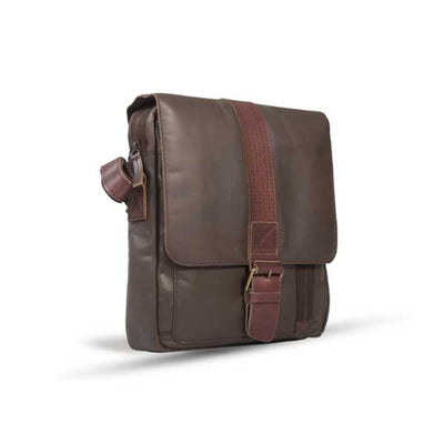 UBERBAG DARK BROWN LEATHER MILITARY SMALL N/S MESSENGER / MAN BAG