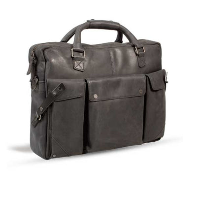 UBERBAG INSIGNIA GRAPHITE GREY/ BLACK LEATHER PORTFOLIO / MESSENGER BAG