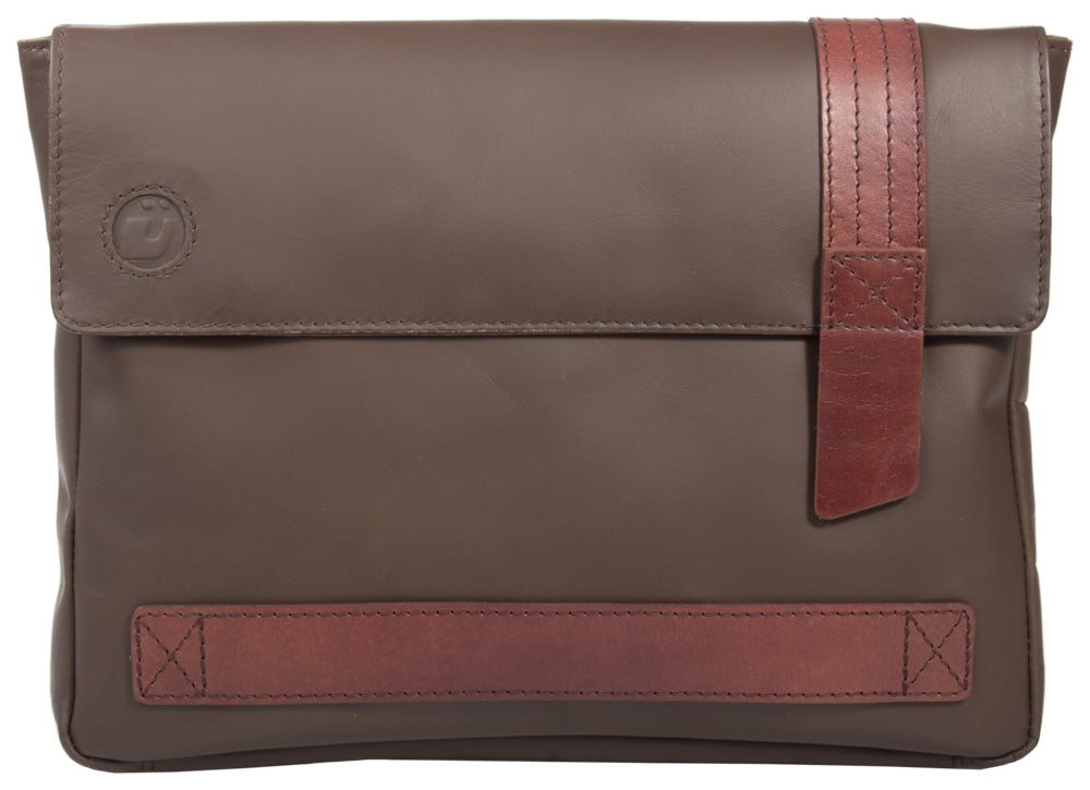 UBERBAG DARK BROWN LEATHER MILITARY MEN CLUTCH