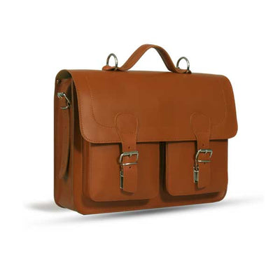 WINDSOR NATURAL VEGETABLE TANNED TAN LEATHER SATCHEL / BACKPACK