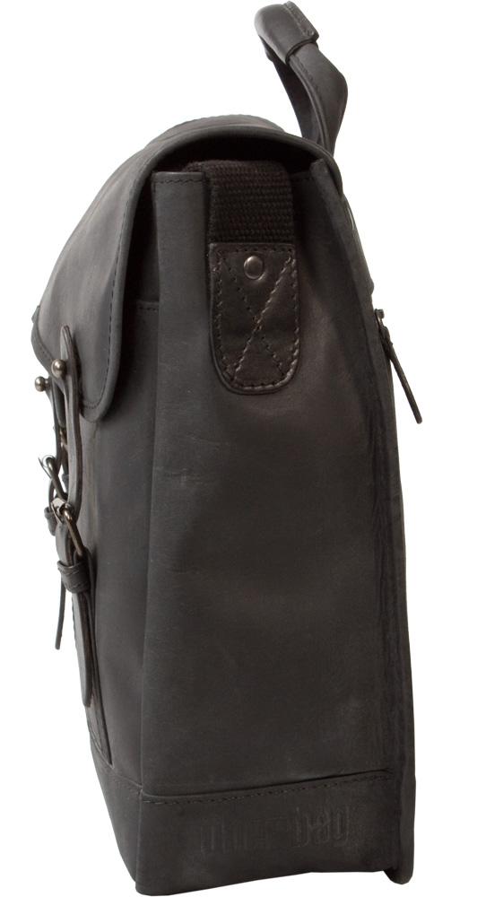 UBERBAG GOBI GRAPHITE GREY/ BLACK LEATHER MESSENGER BAG