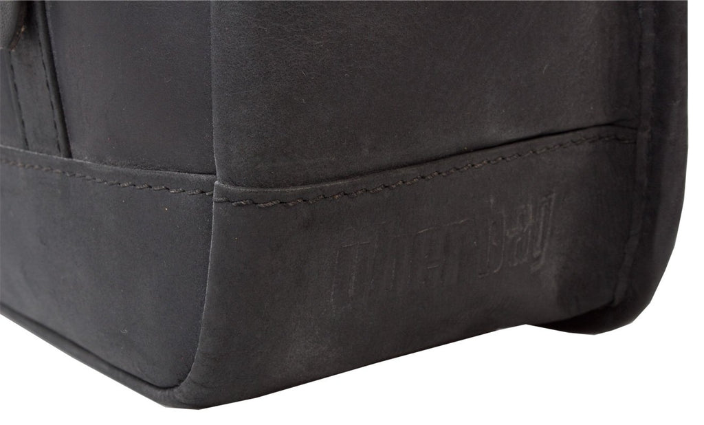 UBERBAG GOBI GRAPHITE GREY/ BLACK LEATHER MESSENGER BAG