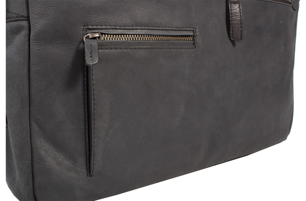 UBERBAG INSIGNIA GRAPHITE GREY/ BLACK LEATHER PORTFOLIO / MESSENGER BAG