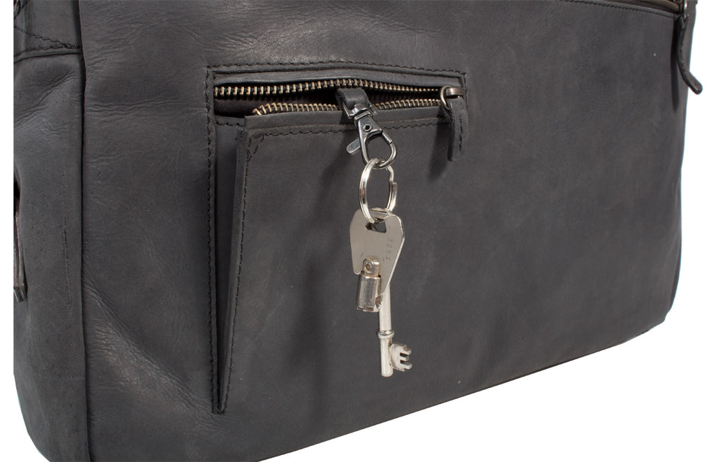 UBERBAG INSIGNIA GRAPHITE GREY/ BLACK LEATHER PORTFOLIO / MESSENGER BAG