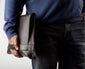 UBERBAG SIGNATURE MEN'S BROWN VEGETABLE TANNED LEATHER CLUTCH