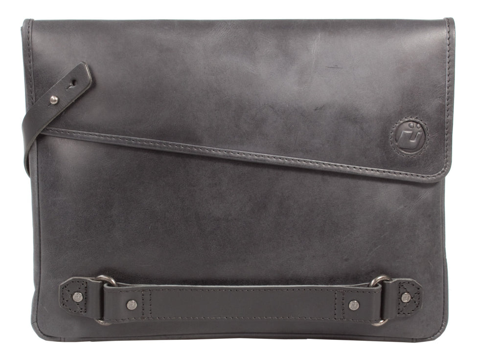 UBERBAG INSIGNIA MEN'S GRAPHITE GREY/ BLACK LEATHER CLUTCH