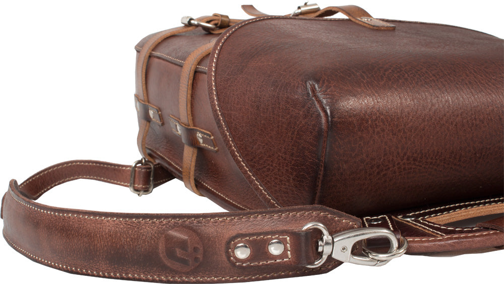 UBERBAG VINTAGE SWISS ARMY BROWN LEATHER BACKPACK