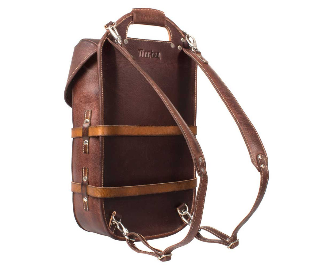 UBERBAG VINTAGE SWISS ARMY BROWN LEATHER BACKPACK