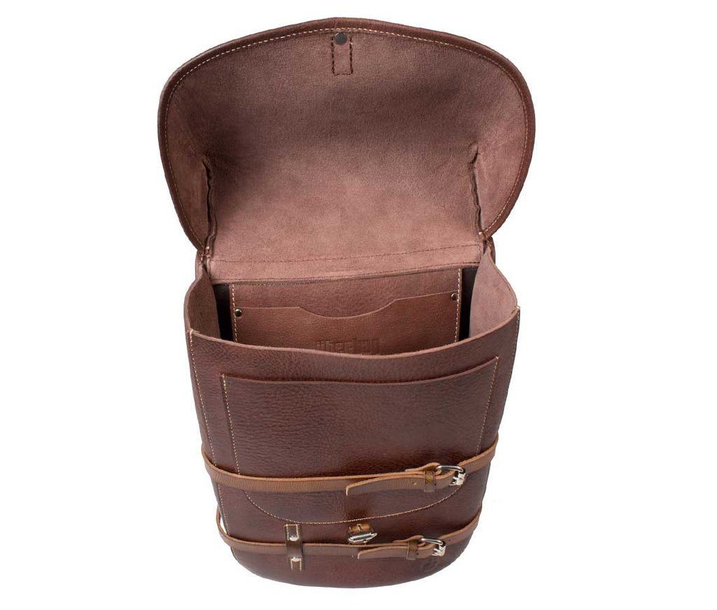 UBERBAG VINTAGE SWISS ARMY BROWN LEATHER BACKPACK