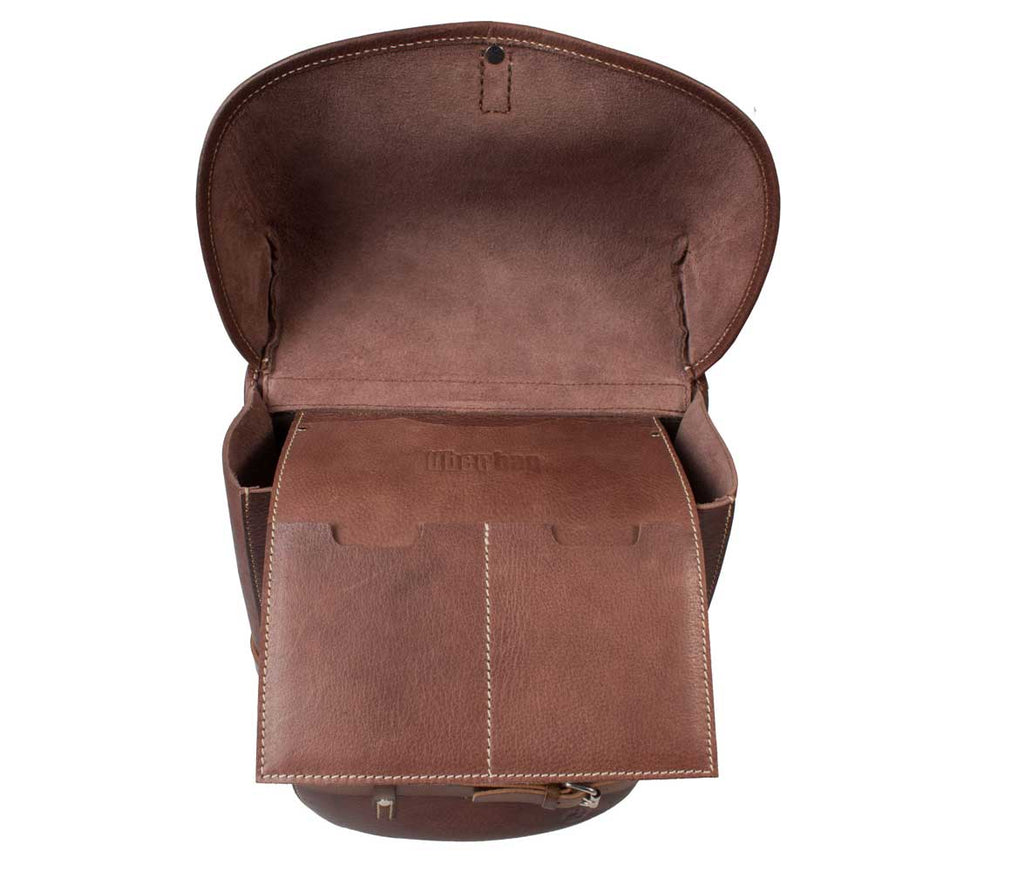 UBERBAG VINTAGE SWISS ARMY BROWN LEATHER BACKPACK