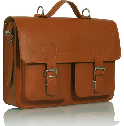 WINDSOR NATURAL VEGETABLE TANNED TAN LEATHER SATCHEL / BACKPACK