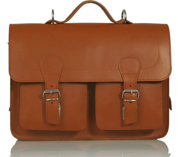 WINDSOR NATURAL VEGETABLE TANNED TAN LEATHER SATCHEL / BACKPACK