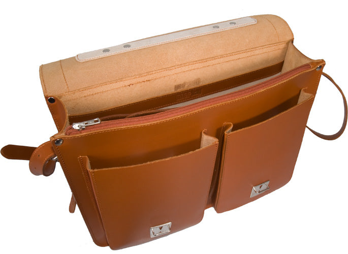 WINDSOR NATURAL VEGETABLE TANNED TAN LEATHER SATCHEL / BACKPACK