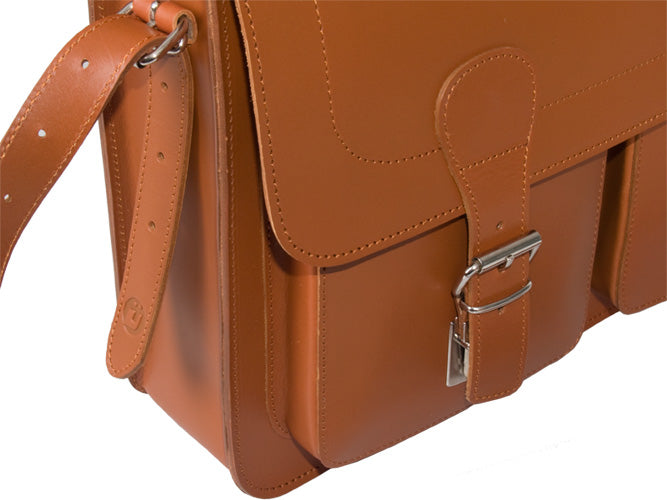 WINDSOR NATURAL VEGETABLE TANNED TAN LEATHER SATCHEL / BACKPACK