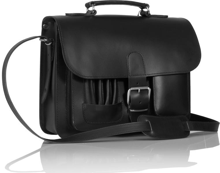 MAYFAIR VEGETABLE TANNED BLACK LEATHER SMALL SATCHEL / BACKPACK